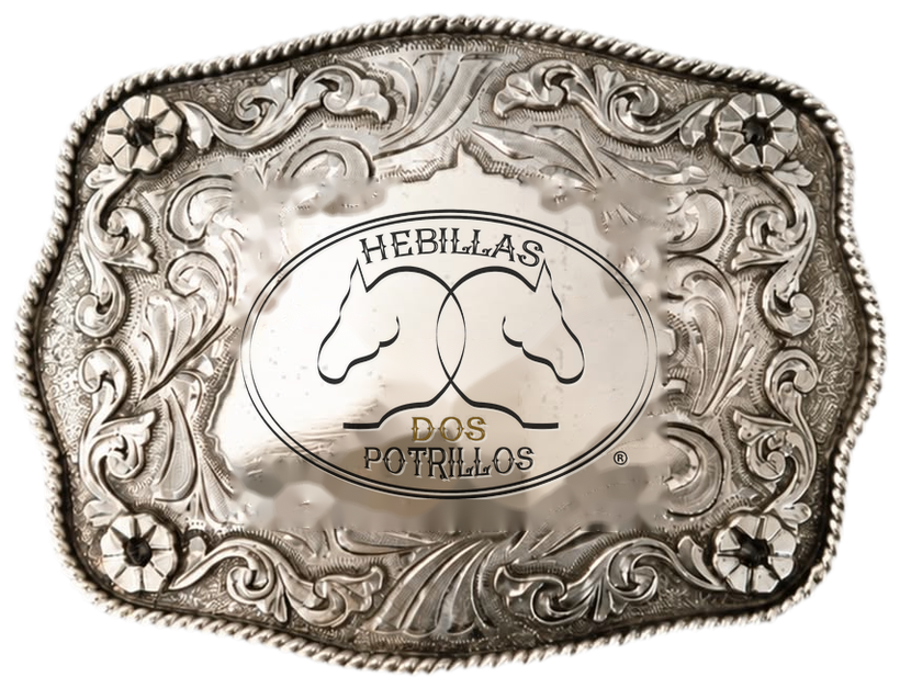 Hebilla Dos Potrillos en plata labrada